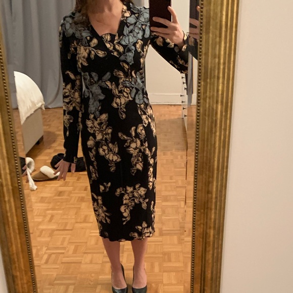 New Marc Jacobs Long Sleeve Blue Floral Midi Dress - Picture 2 of 5